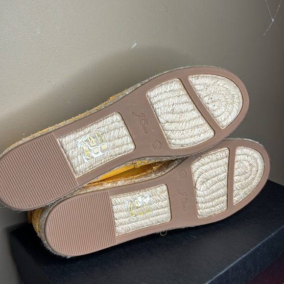 J Crew Yellow Canvas Classic Espadrilles Ankle Tie Flats Size 10.5 - Picture 6 of 9